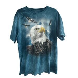 Bald Eagle Graphic Blue Tie-Dye T-Shirt The Mountain Size L (Large)
